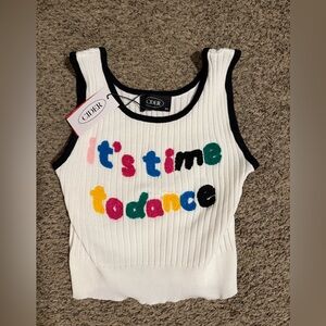 Cider White Tank Top with Multicolor Lettering